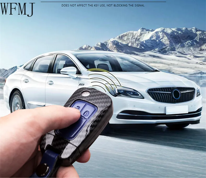 Кожаный чехол WFMJ для ключей с 4 кнопками из углеродного волокна Chevrolet Buick Camaro Cruze