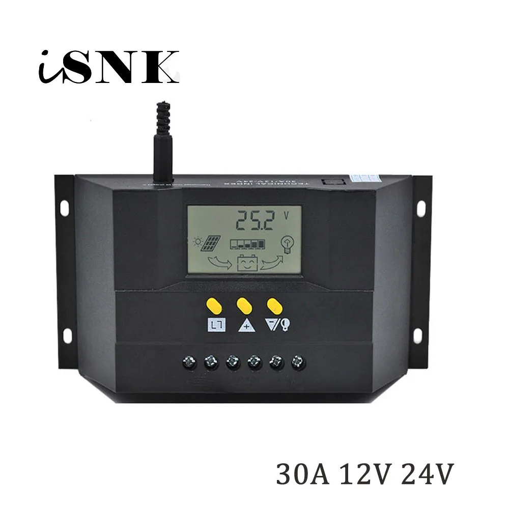 30A 12/24 V солнечный регулятор заряда контроллер PWM Панели солнечные 250 W 500 зарядное