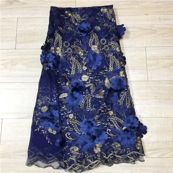 Новый дизайн нигерийские кружевные ткани для свадьбы 2018 Royalblue Сетка кружевная