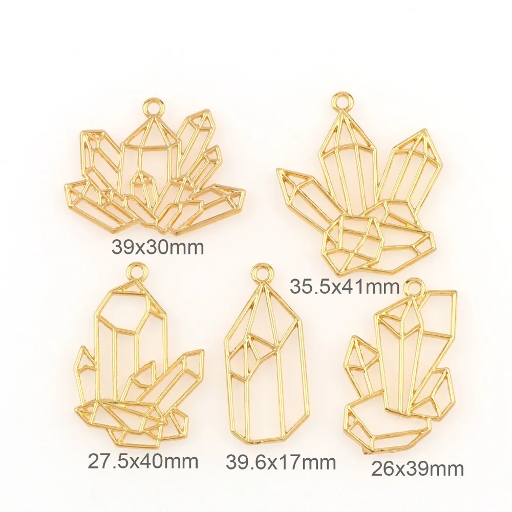 

Набор кристаллов для изготовления кабошона из подвеска на металлическом каркасе золотой смолы, 5 шт., шарм, изготовление украшений