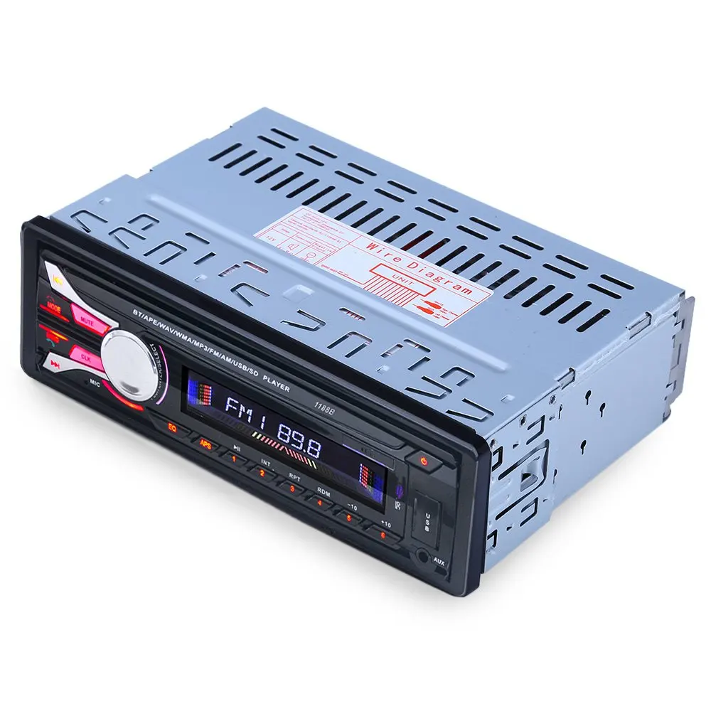 12V Bluetooth Стерео FM радио MP3 аудио плеер Съемная передняя панель SD AUX USB 1 DIN