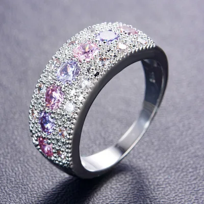 

Luxury Colourful Zircon Rings for Girls Fashion Jewelry womens wedding band rings
