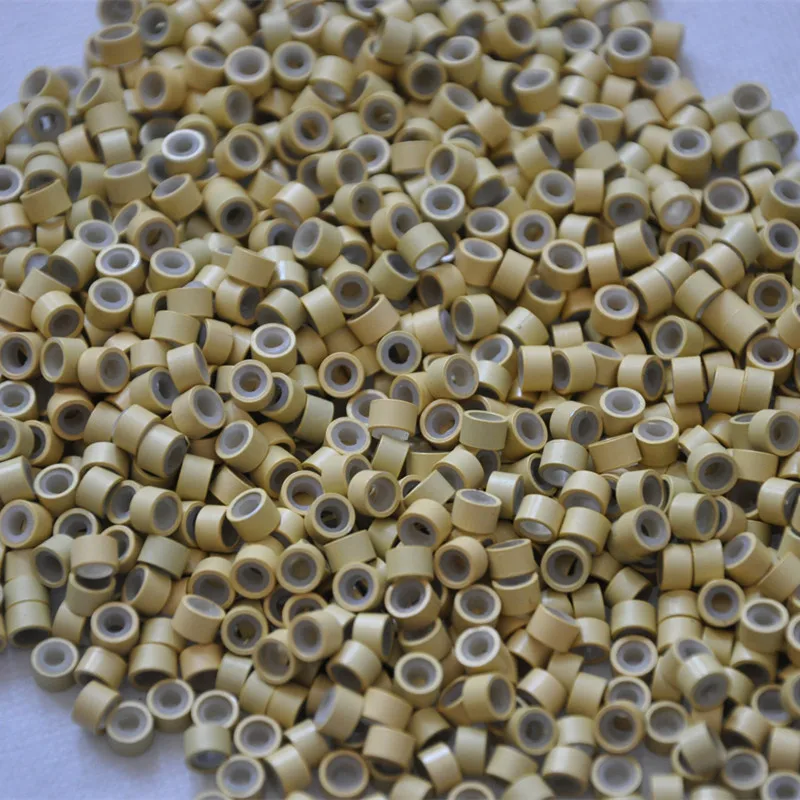 

5.0*2.4*3.0 Micro Ring Silicone Lined Links Beads Tube For Feather Human Hair Extension Tools Accessories 1000pcs