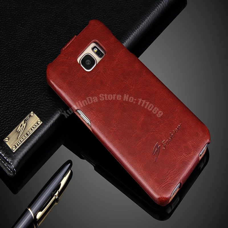 Funda de piel aut&eacute;ntica con tapa Vertical para Samsung Galaxy S5, S6, S6 Edge, S7, ranura para tarjeta, 50 unidades-3
