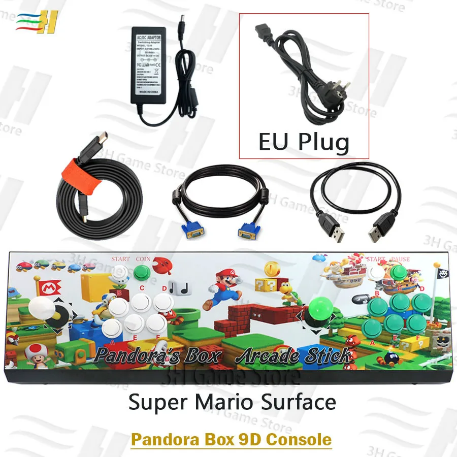 PB9d super mario EU Pandora Box 9d 2500 В 1 аркадная игровая консоль поддержка 3P 4P usb подключение геймпада Поддержка 3d tekken 1 2 3 Mortal Kombat 1 2 3 4 - Цвет: PB9d super mario EU