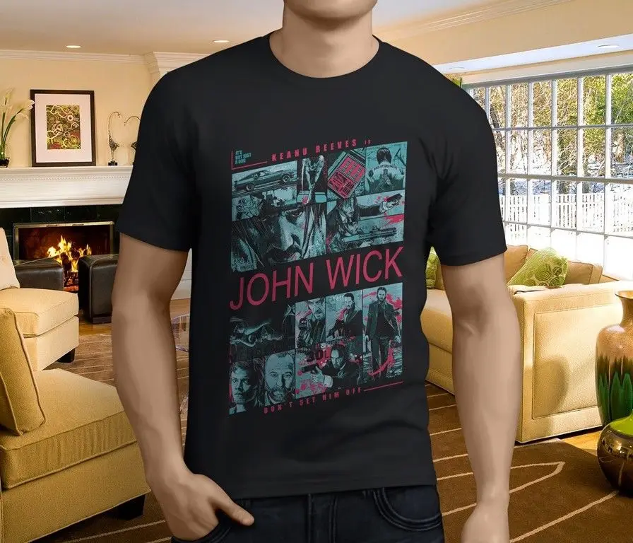 Новая популярная Черная Мужская футболка John Wick 2 Keanu Reeves размер S-3XL бесплатная