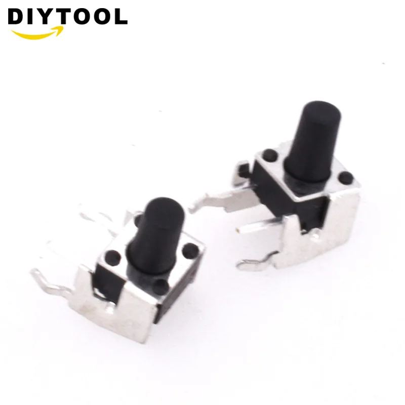 100 шт. мгновенный тактовый кнопочный переключатель PCB с прямым углом и стентом 6*6*9