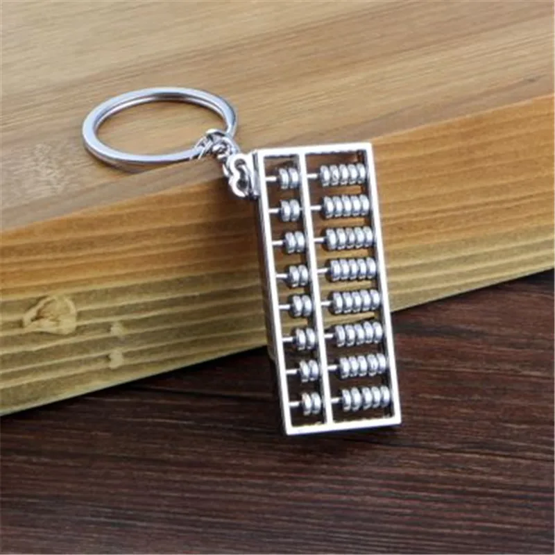 Chinese Style Silver Plated Metal Mini 3D Simulation Sixth Gear Abacus Charm Pendant Key Ring Chain Creative Gift | Украшения и