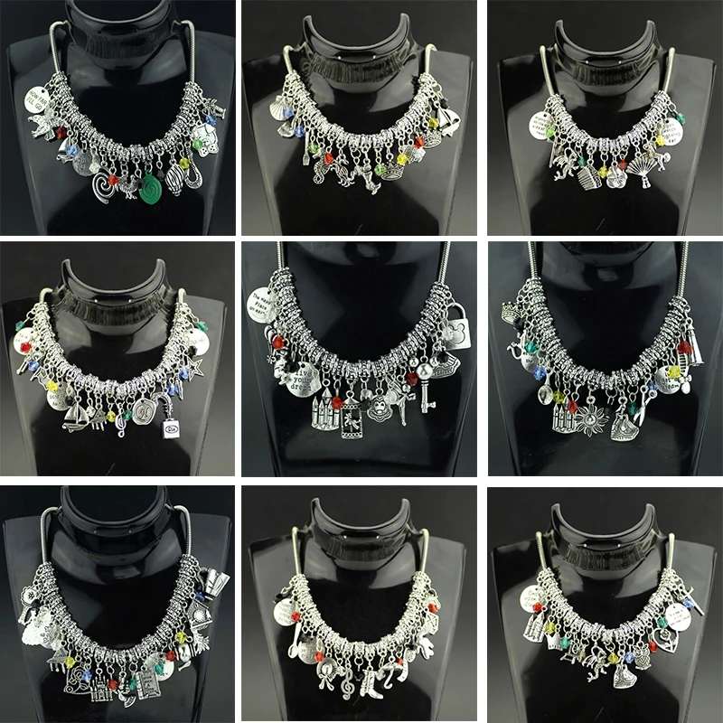 10 styles Fashion Anime Moana Charm Choker Necklace Beauty and the beast DIY Metal Alloy Romantic theme pendant Jewelry | Украшения и