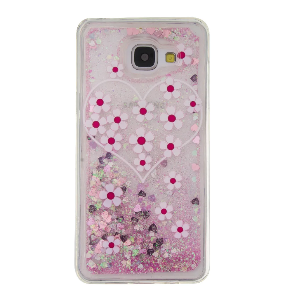 Розовый цветок солнца сердце динамический Жидкий блеск зыбучие пески Мягкий ТПУ