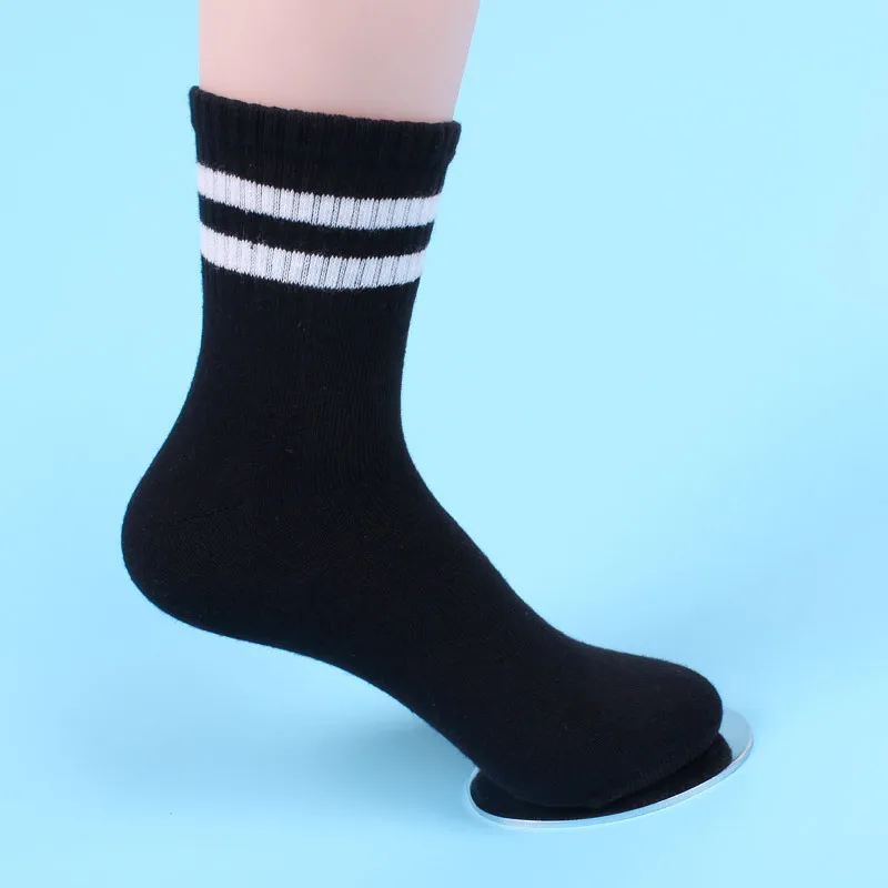 black 3 pairs 3 пар/лот, детские носки г. Новые корейские хлопковые носки в полоску для мальчиков на осень-зиму От 3 до 15 лет Детские носки для девочек - Цвет: black 3 pairs