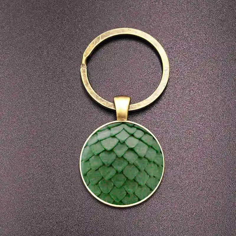 SUTEYI Fashion Style Art Pattern Key Chains Holder Green Dragon Egg Handmade Glass Cabochon Pendant Keyring Women Men Jewelry | Украшения и