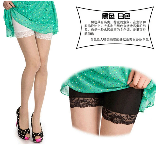 Черный Для женщин Кружево Детская безопасность Короткие штаны Новый стрейч шелк