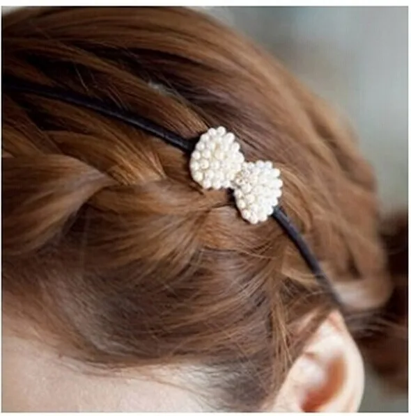 Модный атласный обруч Алиса с имитацией жемчуга и бантом имитация тиары лентами