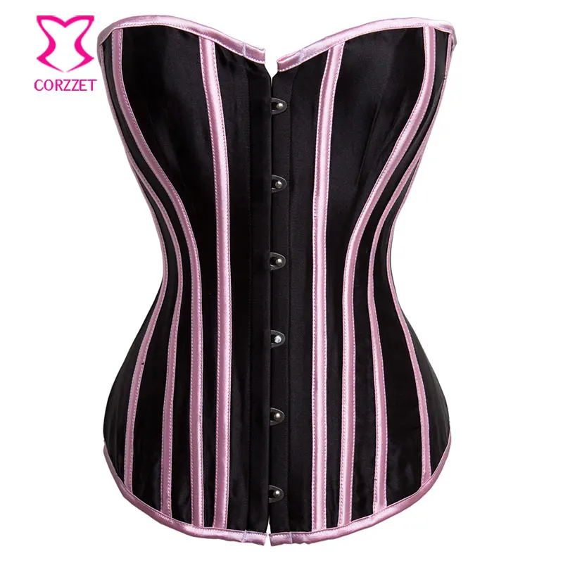 Женский классический черный атласный корсет с розовым ободком|corset blue|corset whitesatin