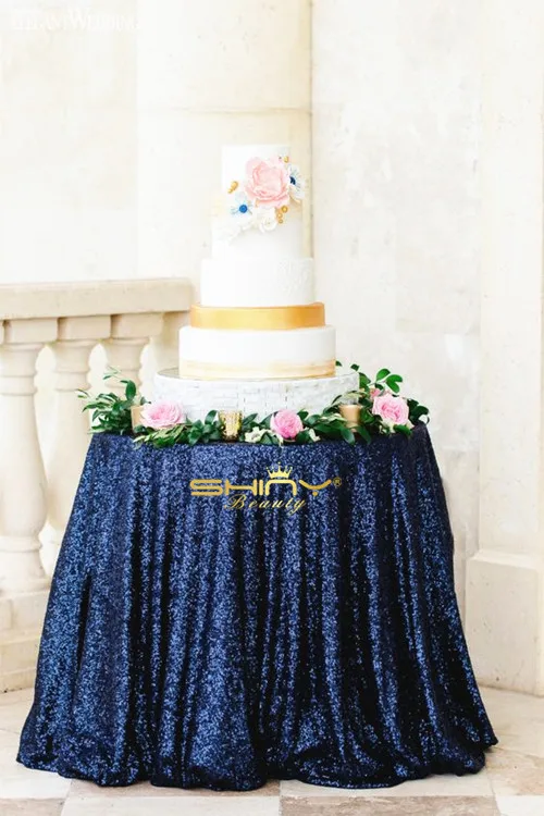 Navy Blue Shinybeauty высокого класса благородная Свадебная вечеринка скатерть, 9" круглый черный ткань скатерти для свадьбы/события/вечерние/банкета - Цвет: Navy Blue