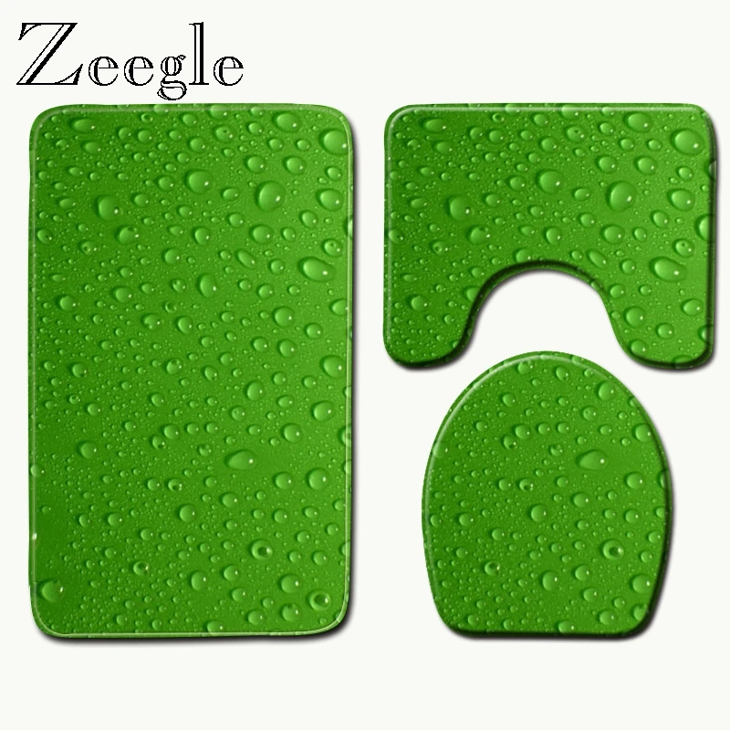 

Zeegle Printed Shower Mat Non Slip Bathroom Carpet Toilet Lid Cover Bath Floor Mats Microfiber Toilet Rugs Memory Foam Bath Rug