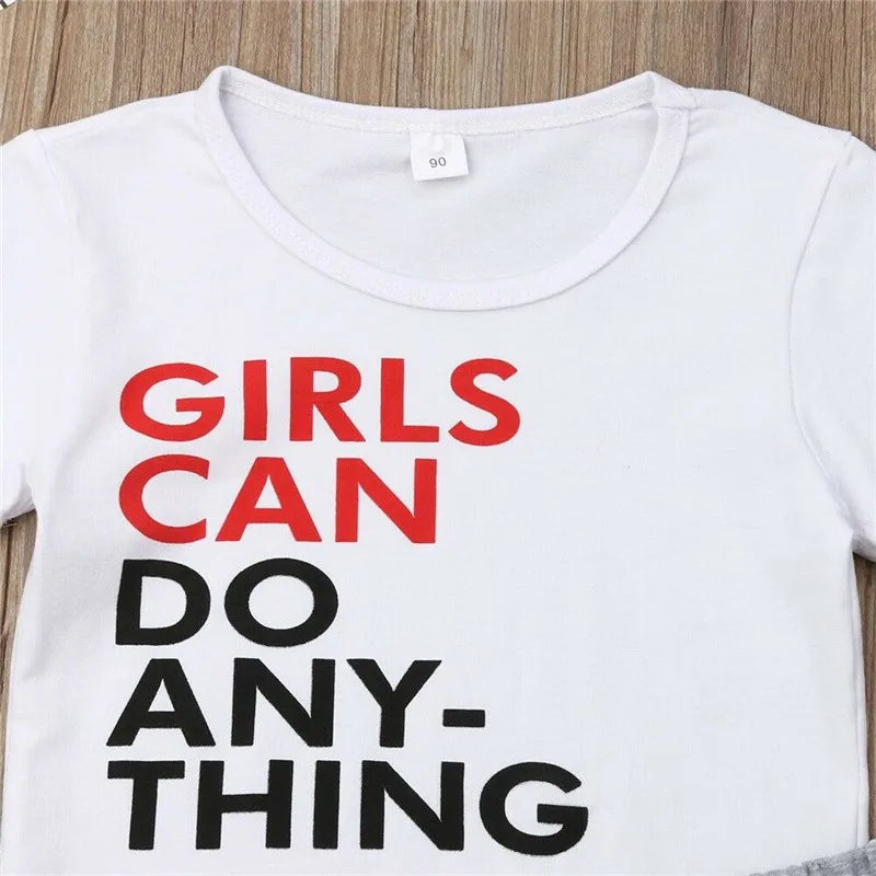 Топы с коротким рукавом и буквенным принтом для маленьких девочек мини юбки
