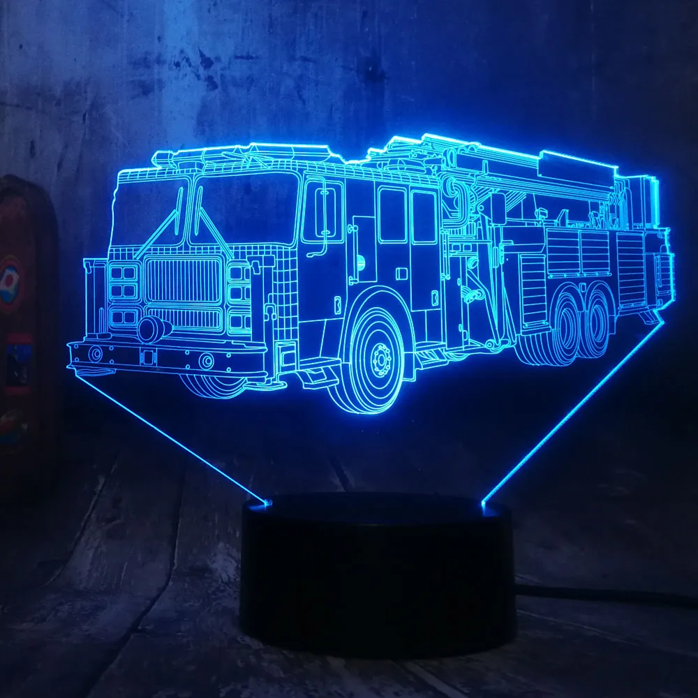 Крутой огненный двигатель автомобиля 3D светодиодный 7 цветный фонарик