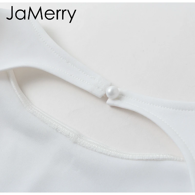 JaMerry/Сексуальное Белое платье с рюшами и открытой спиной; вечерние платья без рукавов; сезон лето-весна; Короткое мини-платье; повседневное элегантное однотонное платье; vestido