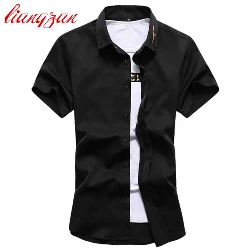 Мужские модельные рубашки новинка 2017 приталенные Летние повседневные брендовые