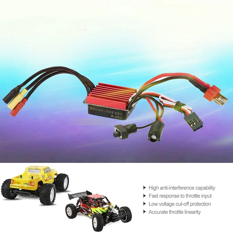 S2435 4500KV Бессенсорный бесщеточный двигатель и 25A ESC Комбинированный набор для 1/16 1/18