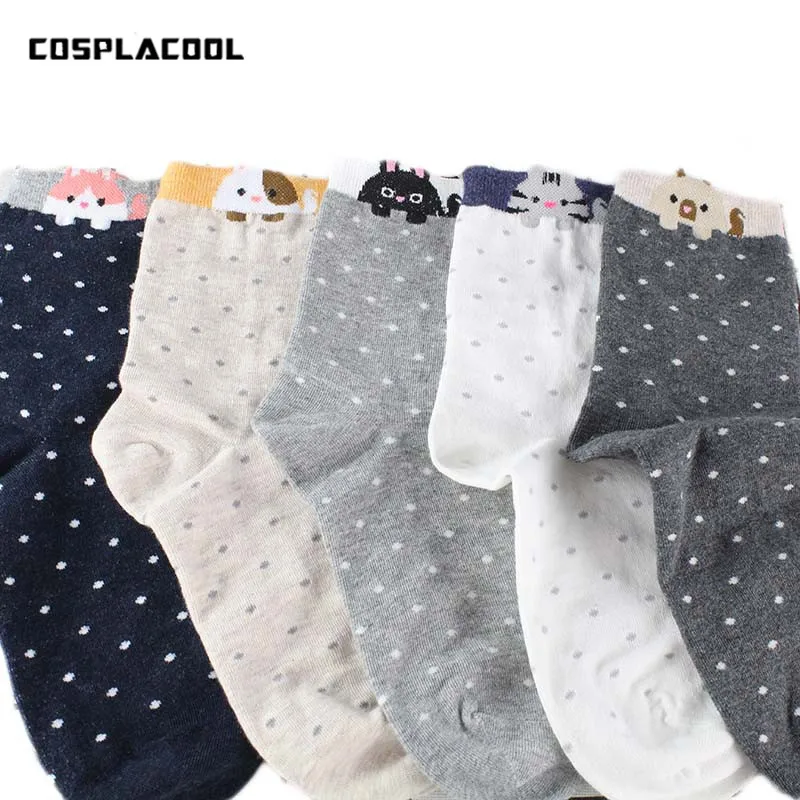 [COSPLACOOL] модные корейские смешные носки с котом/собакой Kawaii Новинка Meias милые