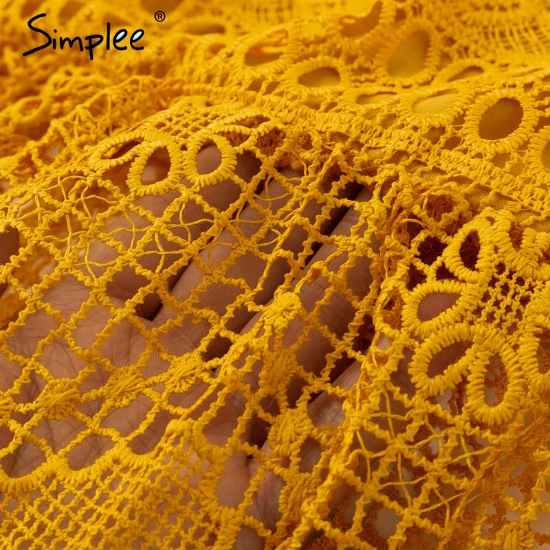 Женская кружевная блузка Simplee с вышивкой женский ажурный топ баской коротким