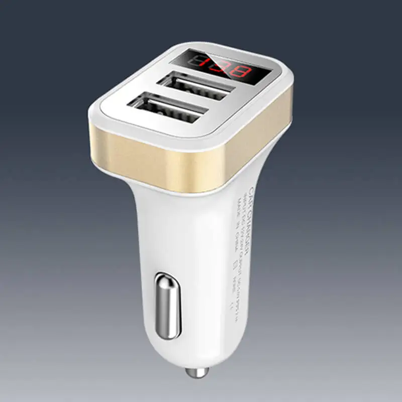 Автомобильное зарядное устройство цифровой дисплей 2.1A двойной порт USB адаптер