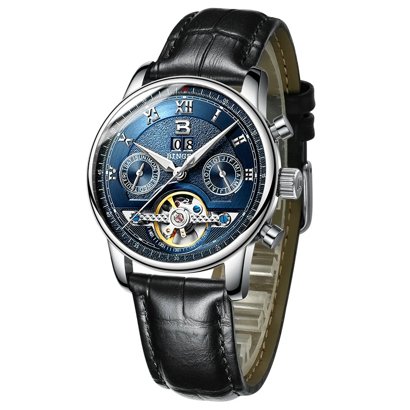 Швейцарские часы BINGER мужские люксового бренда Tourbillon многофункциональные