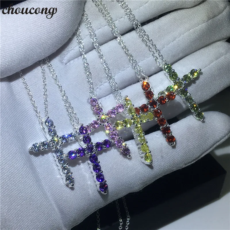 Мужские и женские свадебные Подвески choucong 6 цветов с крестом AAAAA Cz из