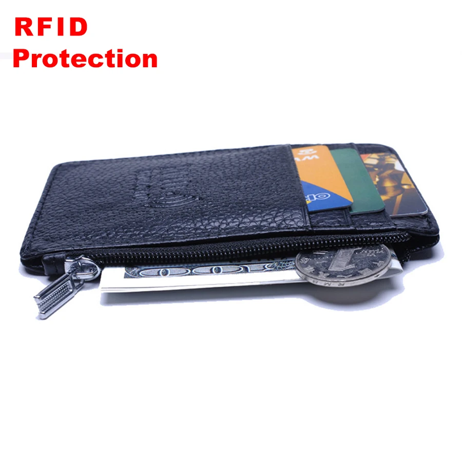 Супер тонкий держатель для карт для мужчин RFID Блокировка натуральная кожа портмоне для мужчин Путешествия бизнес ID кредитный держатель для карт кошелек R13