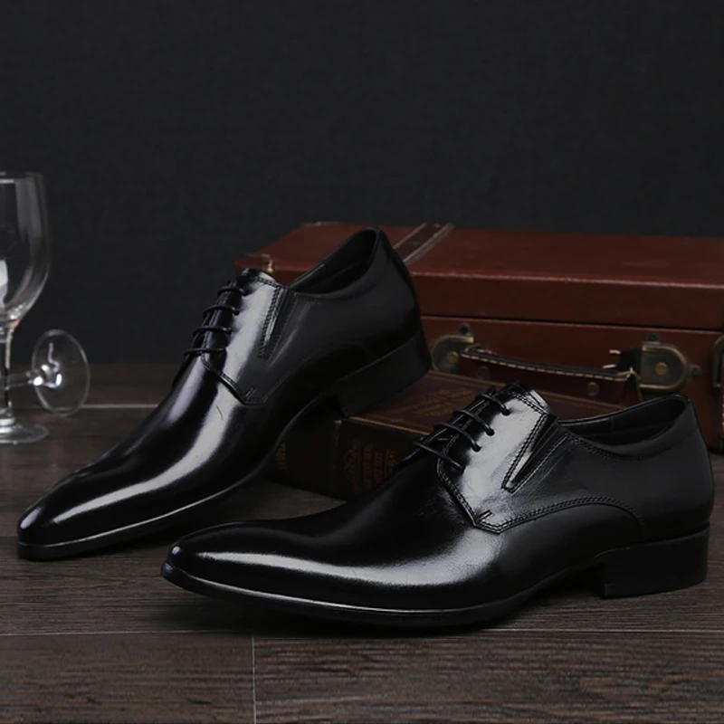 Мужские туфли оксфорды из натуральной кожи с острым носком|flats brand|flats menflats shoes men |