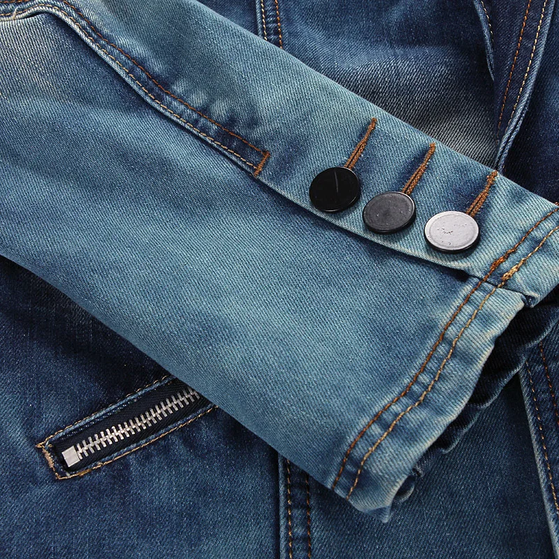 Новинка осени 2016 мужской модный Блейзер ковбойский костюм Однорядная джинсовая