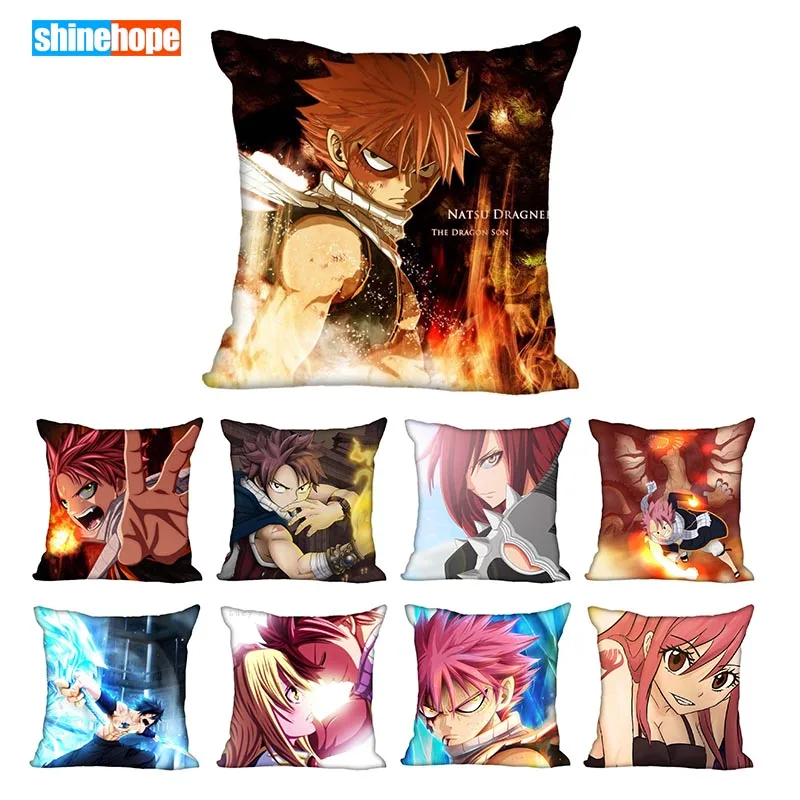 Изготовленная на заказ декоративная подушка чехол «Fairy Tail», «квадратном каблуке на молнии, накидка для подушки, 33x33,40x40,45x45 см(с одной стороны) Подушка Чехол