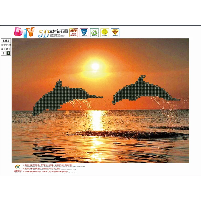 10 pattern 5D Diamond Painting Embroidery Cross Stitch Aquatic Animal Dolphin Fish image Mosaic Hobby crafts Needlework decor | Дом и сад