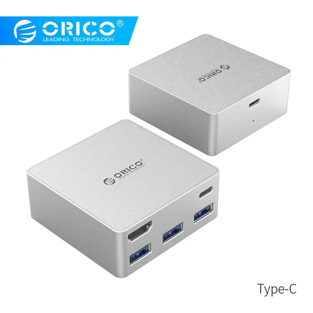 ORICO Type-C концентратор USB3.0 HDMI алюминиевая мини-Док-станция мультипорт Type-A PD функция