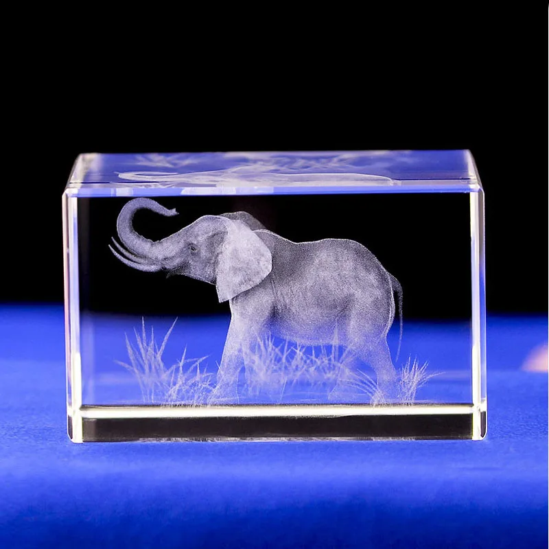 

K9 Crystal Laser 3D Internal Sculpture Inter-engraving Statue Elephant Figurines and Miniatures Creative Gifts Crafts Home Decor