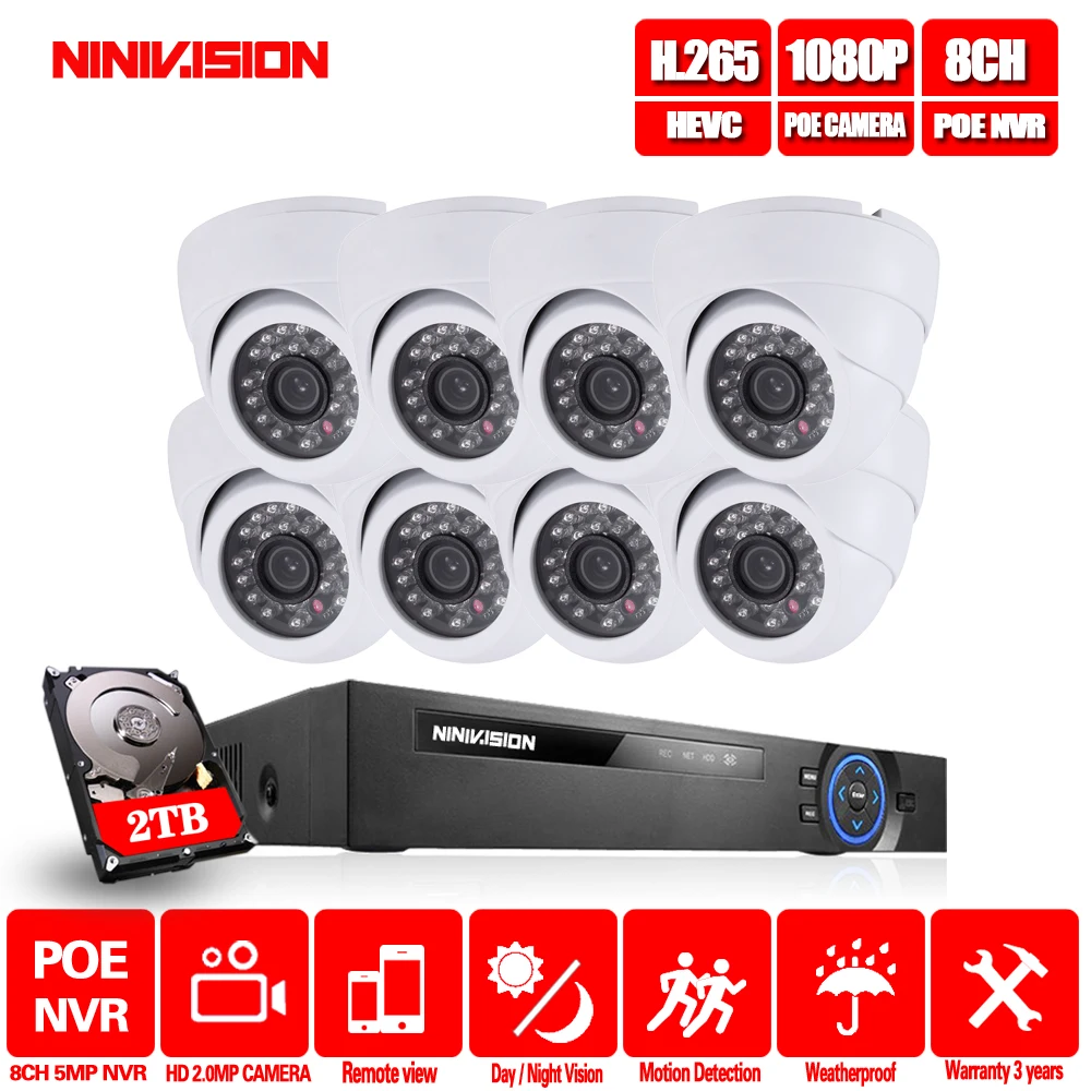 8CH 5MP POE 48V Real NVR kit 1080P HD Vandalproof Dome camera 2MP IP Camera IR 30M CCTV System Plug and Play|Система наблюдения| |