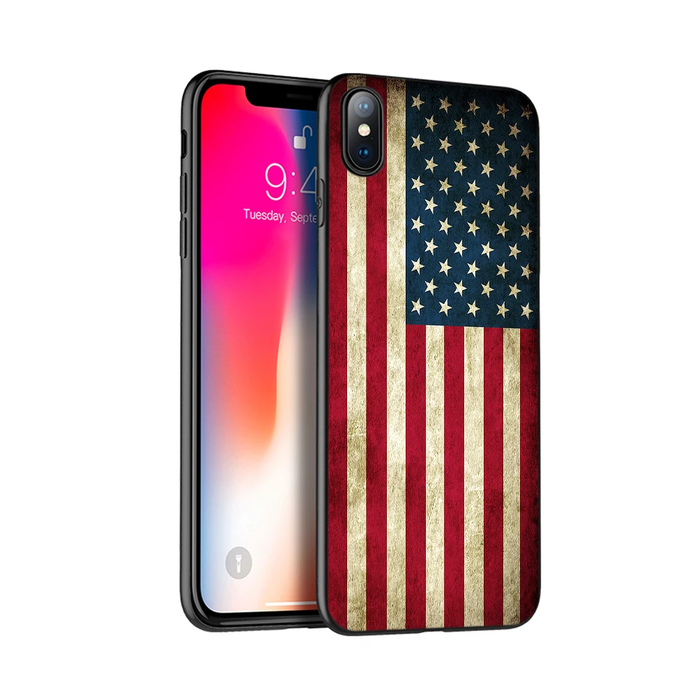Black tpu case for iphone 5 5s SE 2020 6 6s 7 8 plus x 10 XR XS 11 pro MAX Russian American British flag national emblem | Мобильные