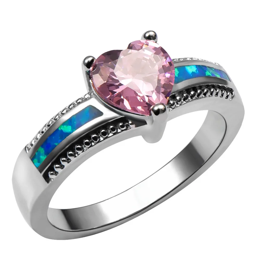 

Blue Fire Opal With Pink Crystal Zircon 925 Sterling Silver Ring Beautiful Jewelry Size 6 7 8 9 10 R1398