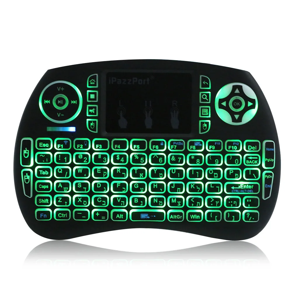 IPazzPort Мини Беспроводная QWERTY игровая клавиатура функция подсветки с сенсорной