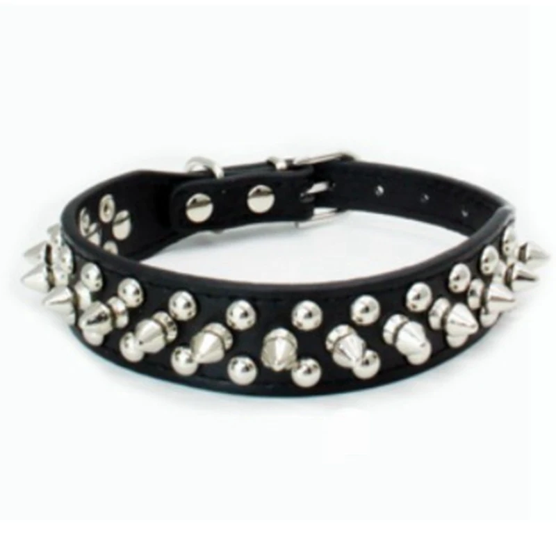 Натуральная Кожа Pu воротник супер с заклепками собаки Necklet яркие мелких животных