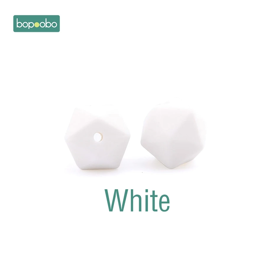 White Bopoobo 10 шт. 14 мм шестигранные силиконовые бусины детский Прорезыватель экологичный BPA Бесплатно Детские Прорезыватели для прорезывания зубов, цепочки, бусины для малышей - Цвет: White
