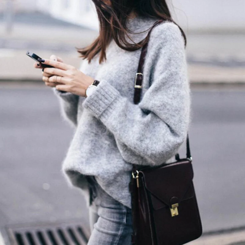 2019 Korean version Autumn Winter Womens Sweater mohair Solid color long sleeve large size Pullover sweater aa1039 | Женская одежда