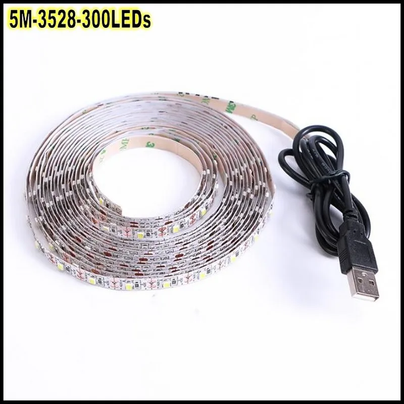 USB светодиодные ленты SMD3528 свет 5В адаптер гирлянда Рождество стол Декор лампа