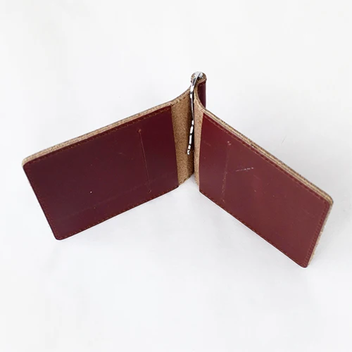 wine red Тонкий кошелек с гравировкой для Российской Федерации в стиле милитари, простой кошелек для карт, винтажные кожаные зажимы для денег - Цвет: wine red