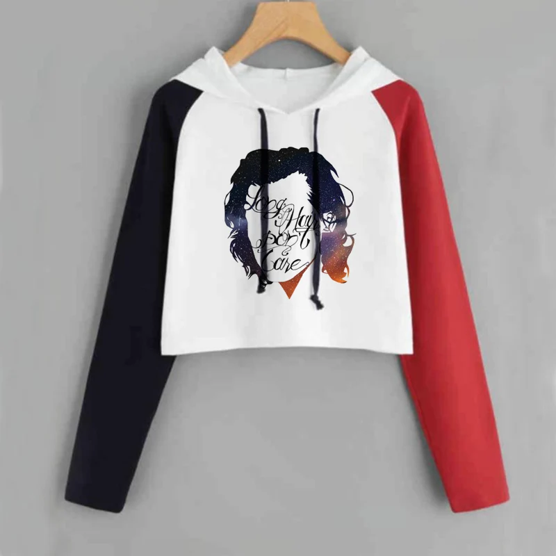 3 Harry Styles укороченный топ с капюшоном для женщин хип-хоп One Direction 1D Толстовка укороченная Повседневная с длинным рукавом розовый Свитшот Femme спортивный костюм - Цвет: 3