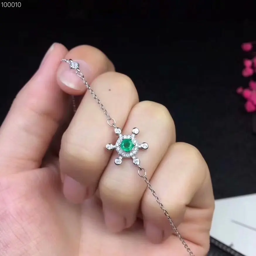 Natural emerald bracelet 925 sterling silver Fashion style Emerald Precious stones | Украшения и аксессуары