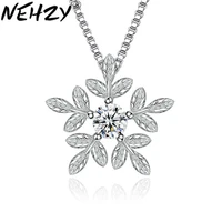 nehzy 925 stamp sterling silver woman necklace pendant female sweet leaf snowflake pendant luxury pendant female fashion jewelry